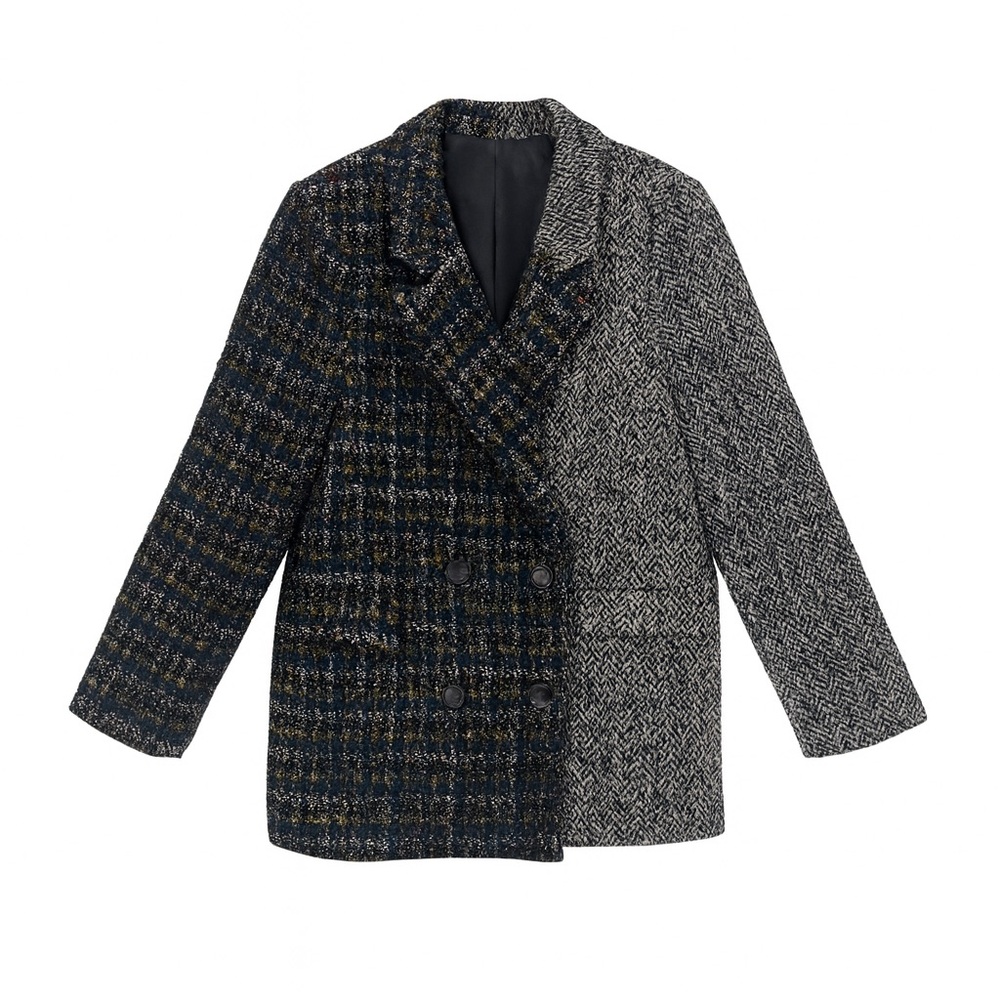Driftwood Herringbone Tweed Wool Multi Mixed Print Double Blazer NEW Size XL - Picture 3 of 11